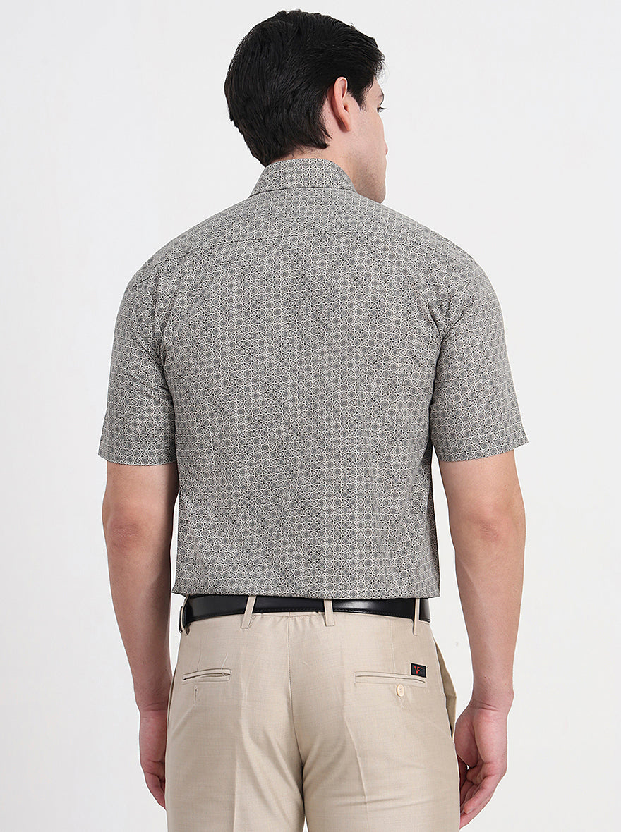 Brown Printed Regular Fit Formal Shirt | JadeBlue