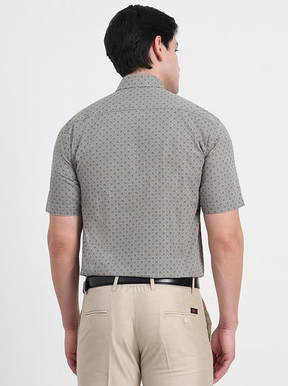 Brown Printed Regular Fit Formal Shirt | JadeBlue