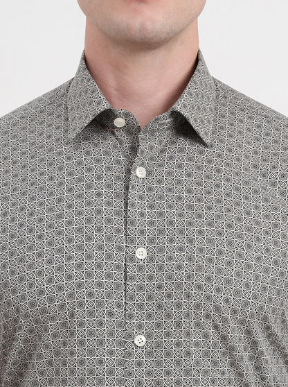 Brown Printed Regular Fit Formal Shirt | JadeBlue