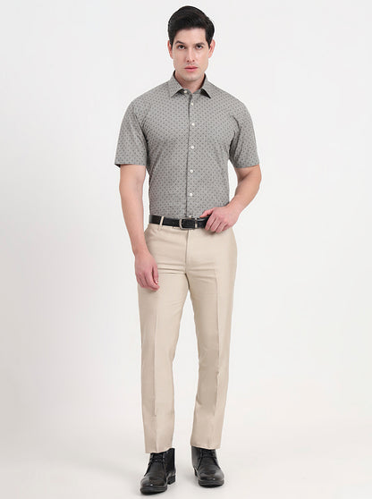 Brown Printed Regular Fit Formal Shirt | JadeBlue
