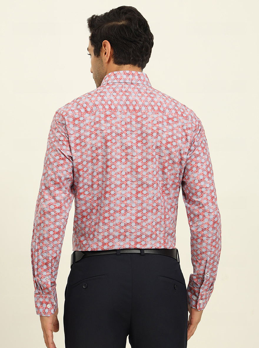 Red & Blue Printed Slim Fit Formal Shirt | JadeBlue Youth