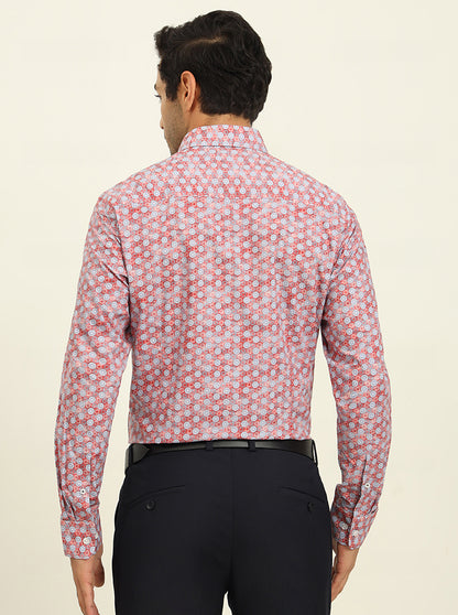 Red & Blue Printed Slim Fit Formal Shirt | JadeBlue Youth