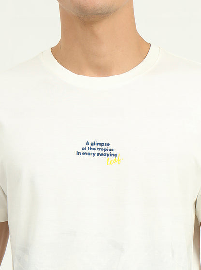 White Printed Slim Fit T-Shirt | Greenfibre