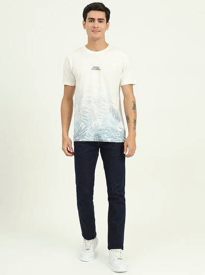 White Printed Slim Fit T-Shirt | Greenfibre