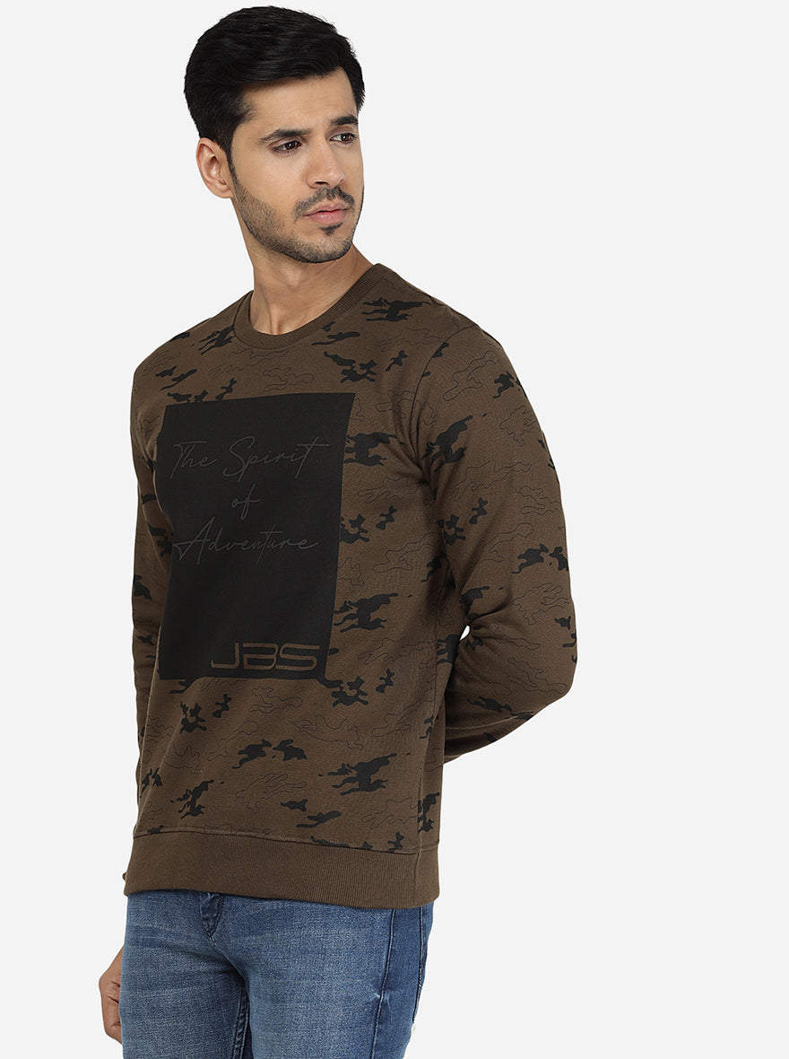 Brown Solid Regular Fit Winter T-Shirt | JadeBlue