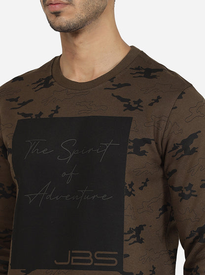 Brown Solid Regular Fit Winter T-Shirt | JadeBlue