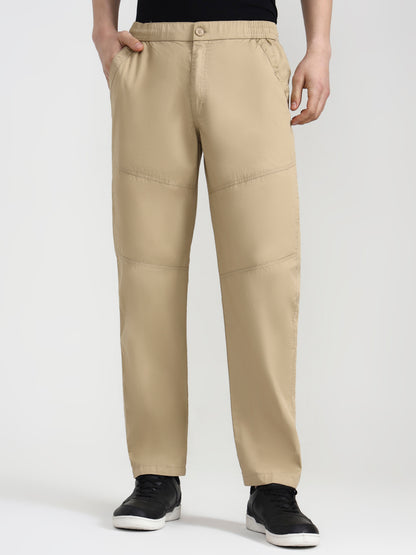 Beige Solid Slim Fit Cargo Pant | JadeBlue