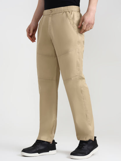 Beige Solid Slim Fit Cargo Pant | JadeBlue
