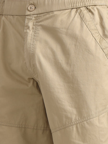 Beige Solid Slim Fit Cargo Pant | JadeBlue