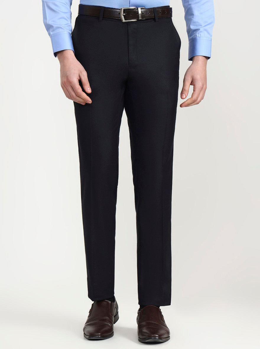 Blue Solid Slim Fit Formal Trouser | Greenfibre