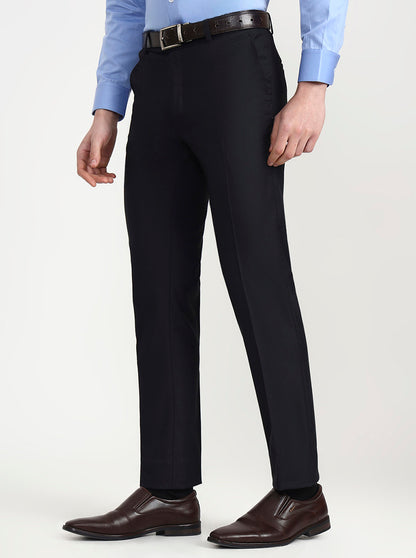 Blue Solid Slim Fit Formal Trouser | Greenfibre