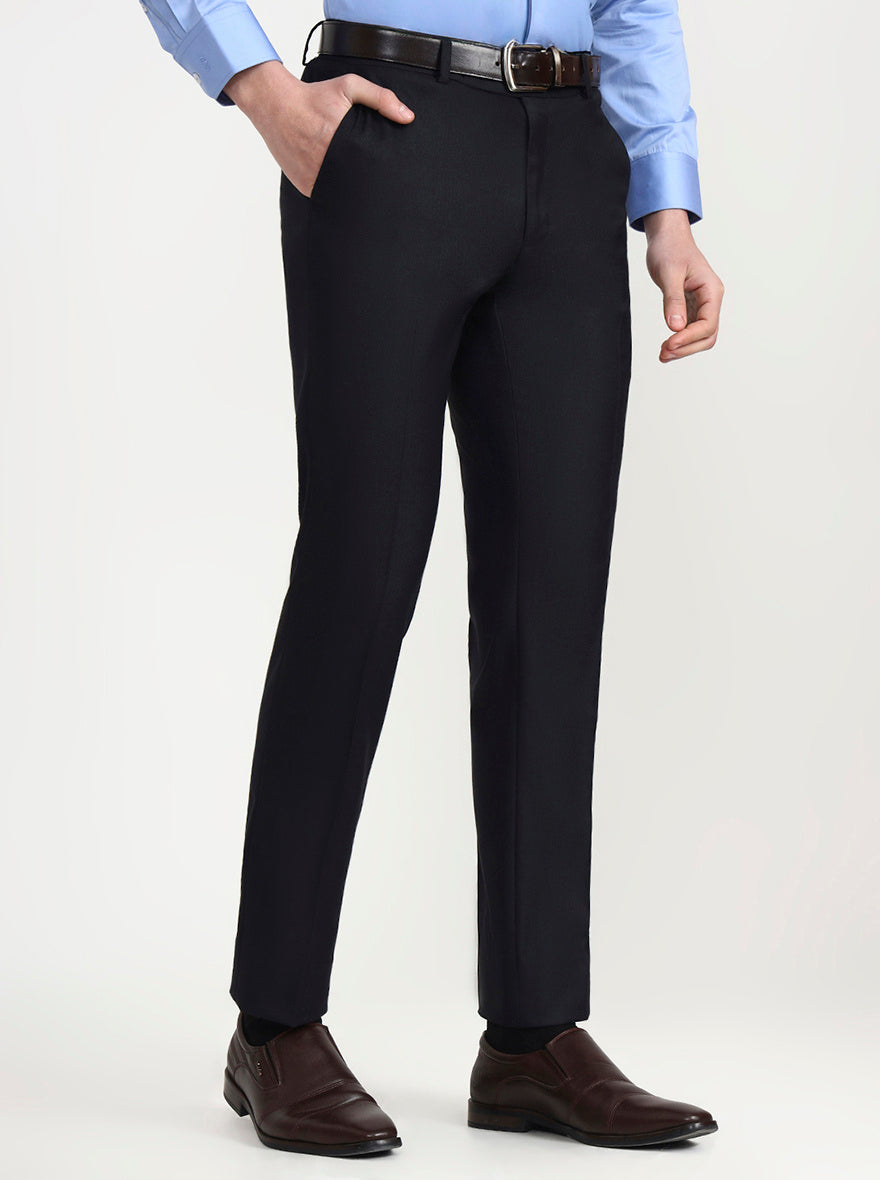 Blue Solid Slim Fit Formal Trouser | Greenfibre