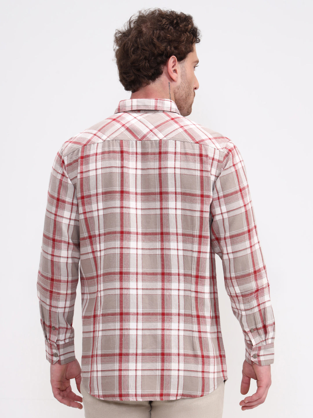 Red Checked Slim Fit Casual Shirt | JadeBlue