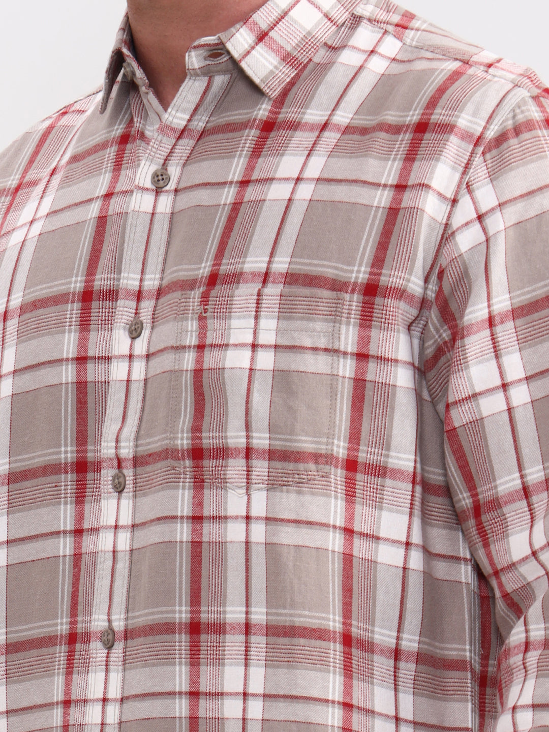 Red Checked Slim Fit Casual Shirt | JadeBlue