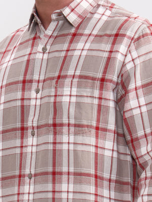 Red Checked Slim Fit Casual Shirt | JadeBlue