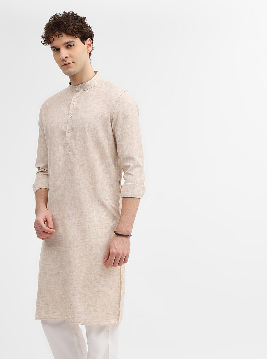 Fawn Solid Modi Kurta | JadeBlue