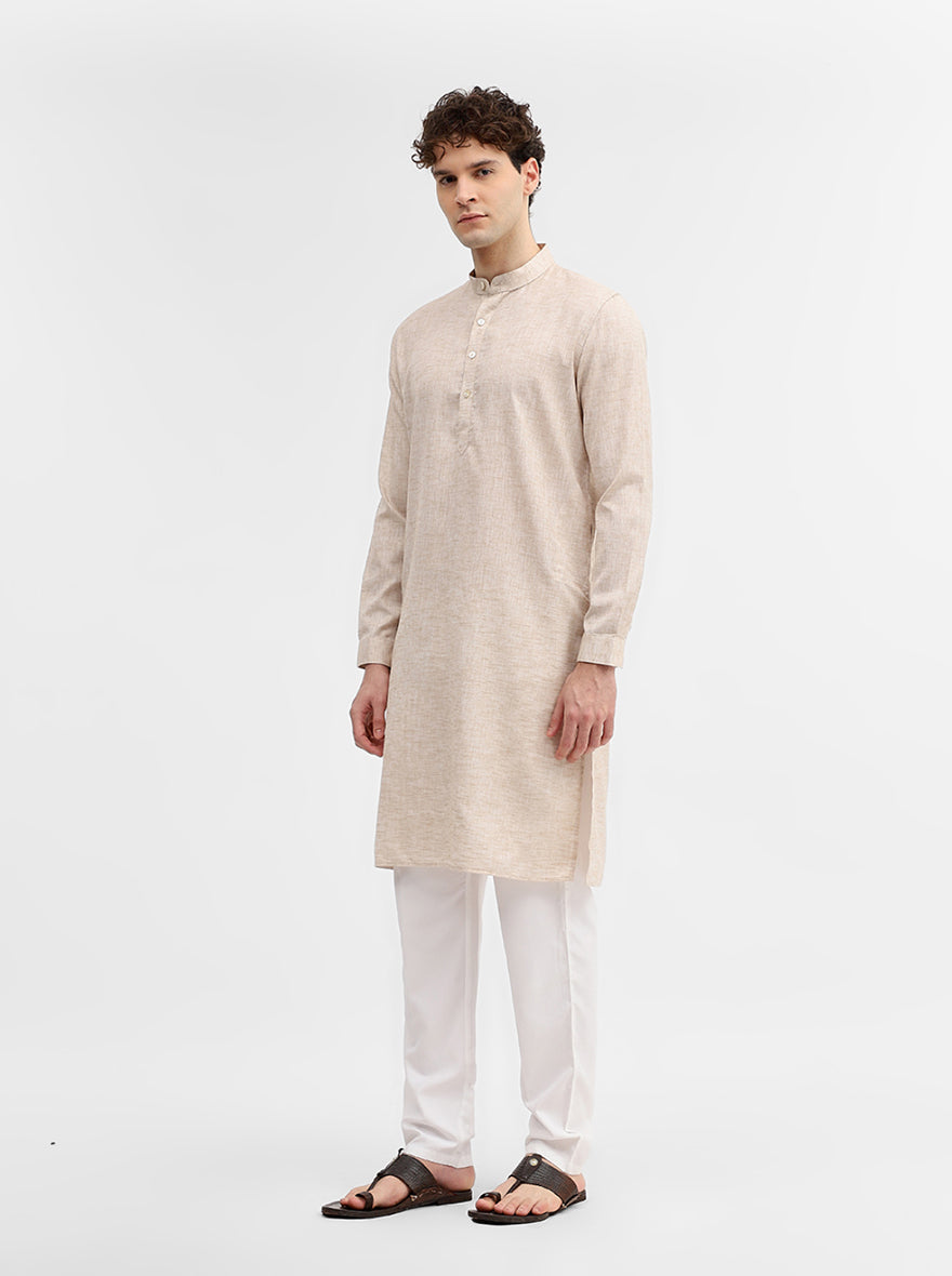 Fawn Solid Modi Kurta | JadeBlue
