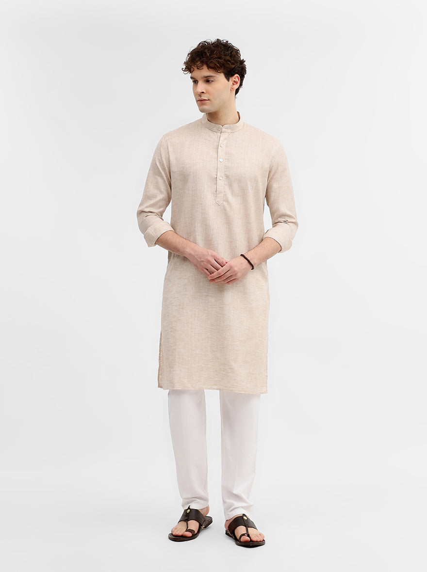 Fawn Solid Modi Kurta | JadeBlue