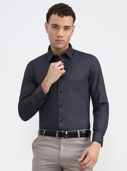 Grey Checked Slim Fit Formal Shirt | JadeBlue Youth