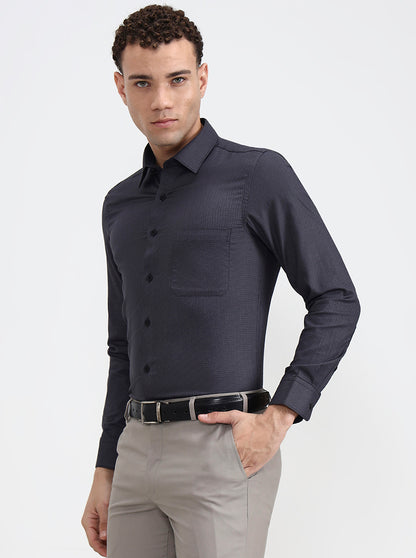 Grey Checked Slim Fit Formal Shirt | JadeBlue Youth