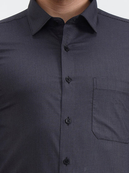 Grey Checked Slim Fit Formal Shirt | JadeBlue Youth