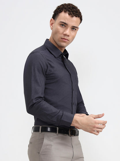 Grey Checked Slim Fit Formal Shirt | JadeBlue Youth