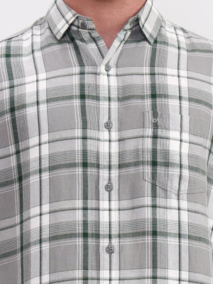 Green Checked Slim Fit Casual Shirt | JadeBlue