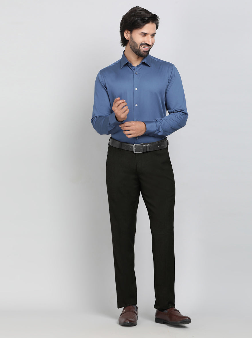 Blue Solid Slim Fit Party Wear Shirt | Wyre