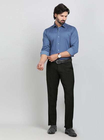 Blue Solid Slim Fit Party Wear Shirt | Wyre