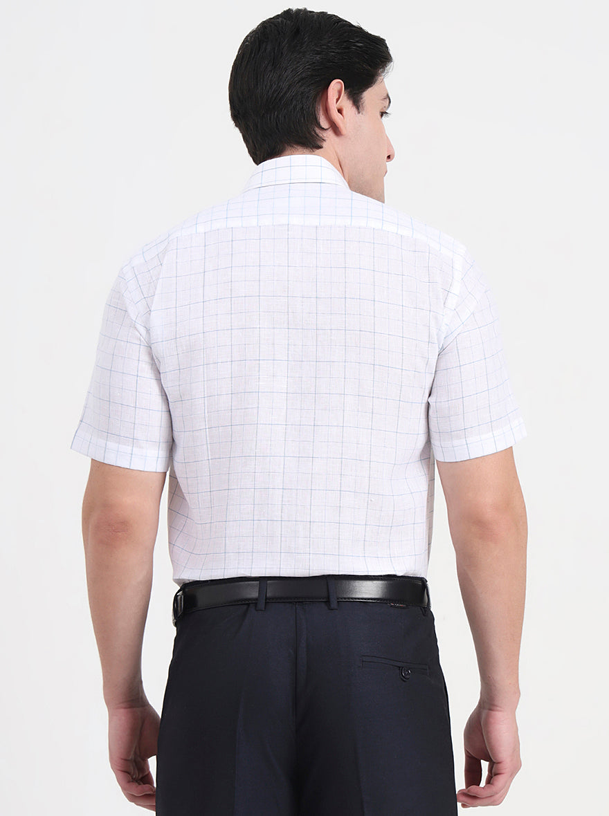 White & Blue Checked Regular Fit Formal Shirt | JadeBlue