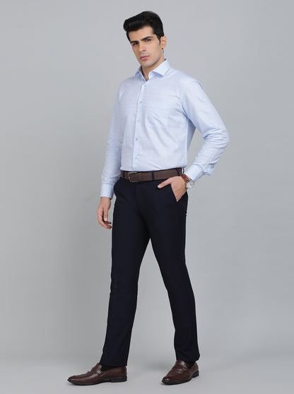 Sky Blue Checked Regular Fit Formal Shirt | Greenfibre