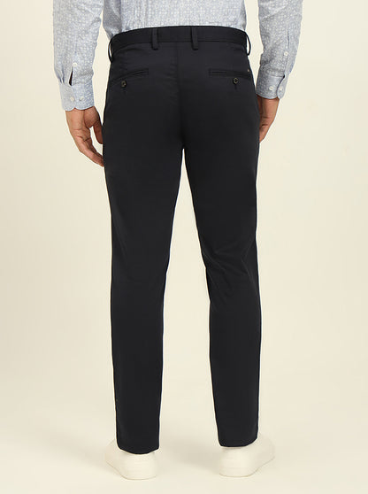 Navy Blue Solid Uno Fit Casual Trouser | JadeBlue