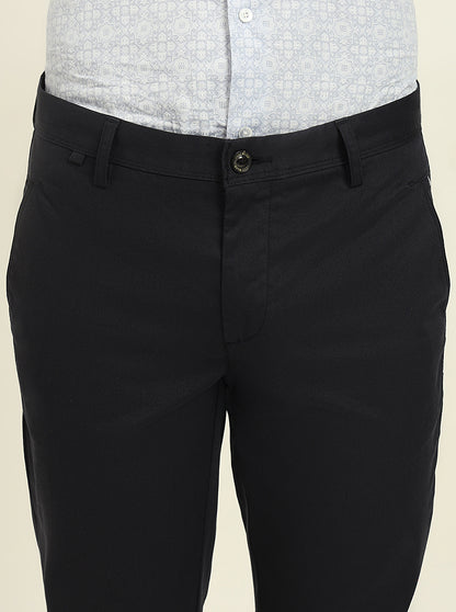 Navy Blue Solid Uno Fit Casual Trouser | JadeBlue