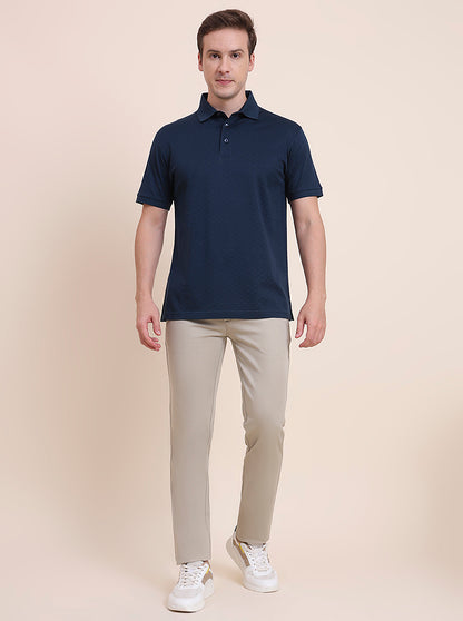 Beige Solid Uno Fit Casual Trouser | JadeBlue