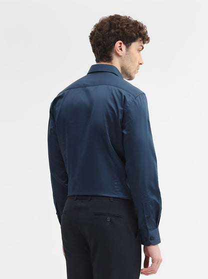 Teal Solid Slim Fit Formal Shirt | Metal