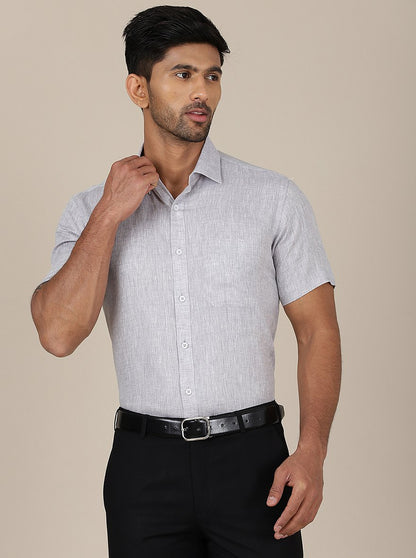 Grey Solid Regular Fit Formal Shirt | JadeBlue