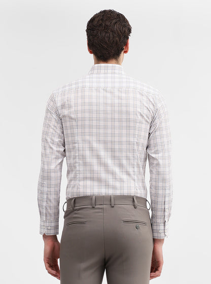 White & Grey Checked Slim Fit Formal Shirt | Greenfibre