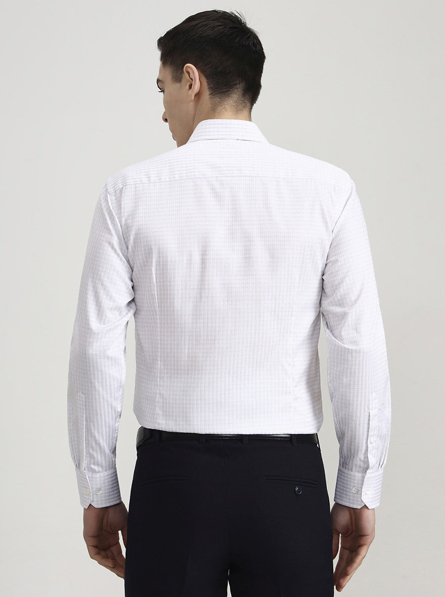 White & Blue Checked Slim Fit Formal Shirt | JadeBlue Super Luxe