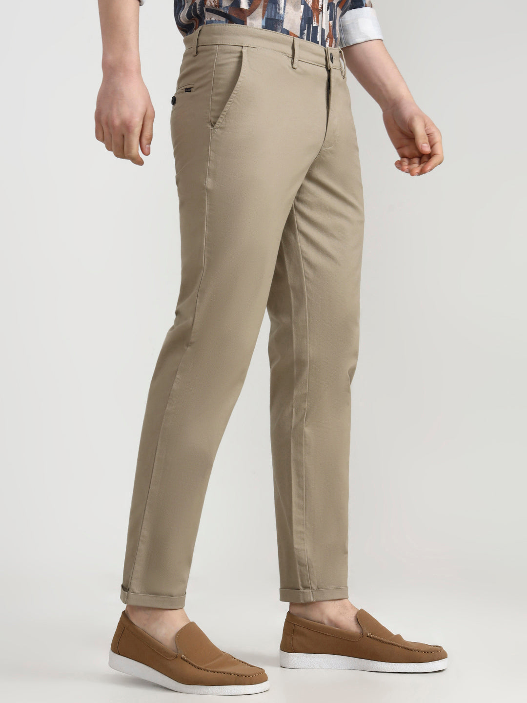 Light Pista Solid Neo Fit Casual Trouser | Greenfibre
