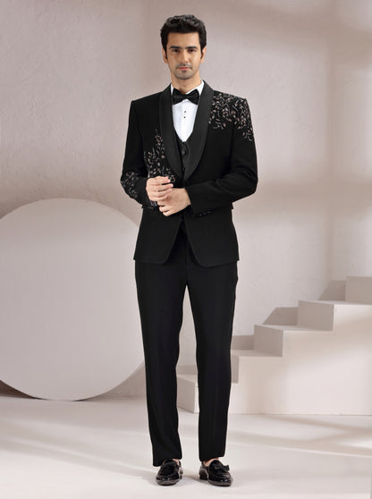 Black Embroidered Suit | JadeBlue