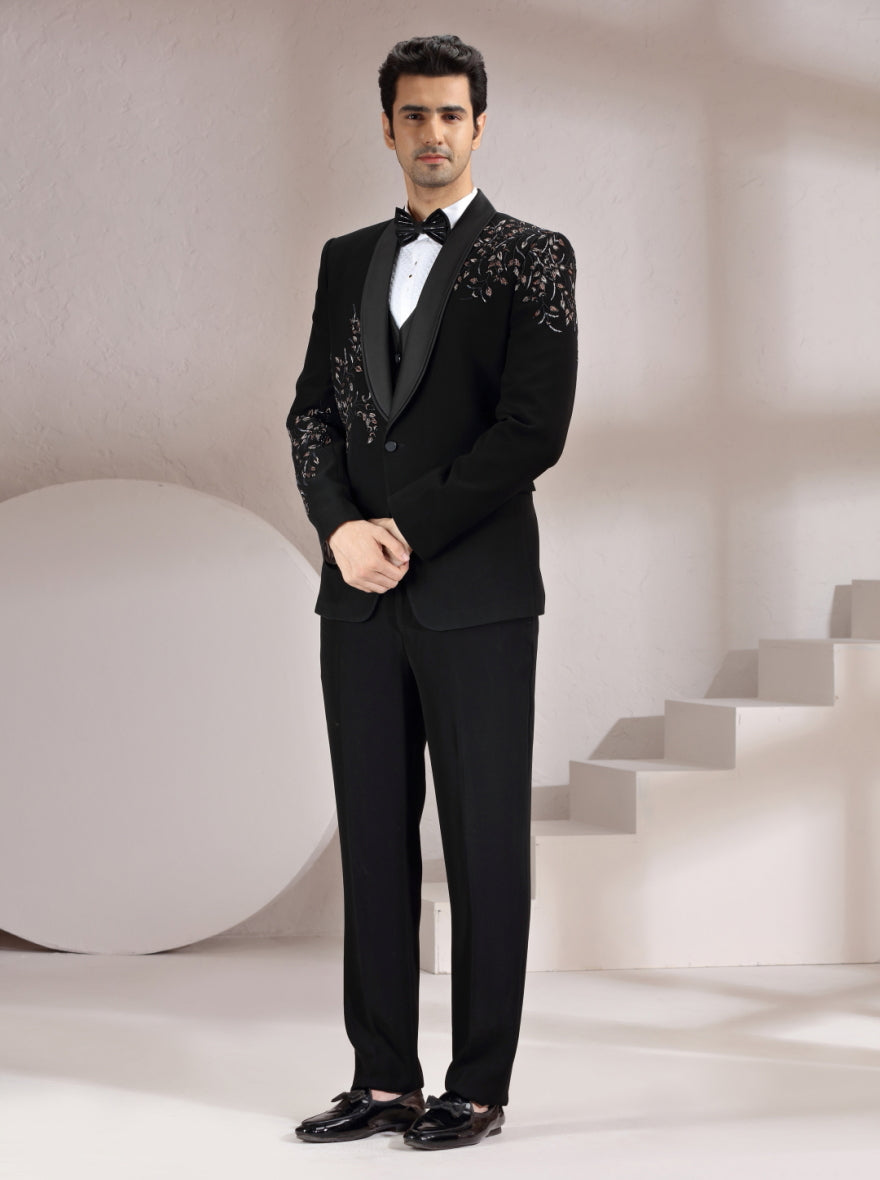 Black Embroidered Suit | JadeBlue