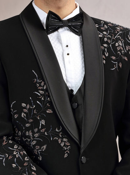Black Embroidered Suit | JadeBlue