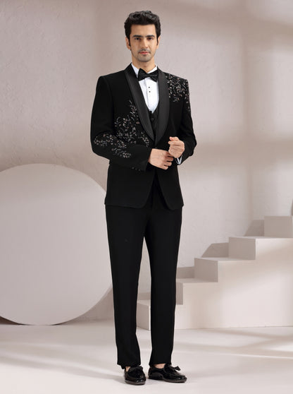 Black Embroidered Suit | JadeBlue