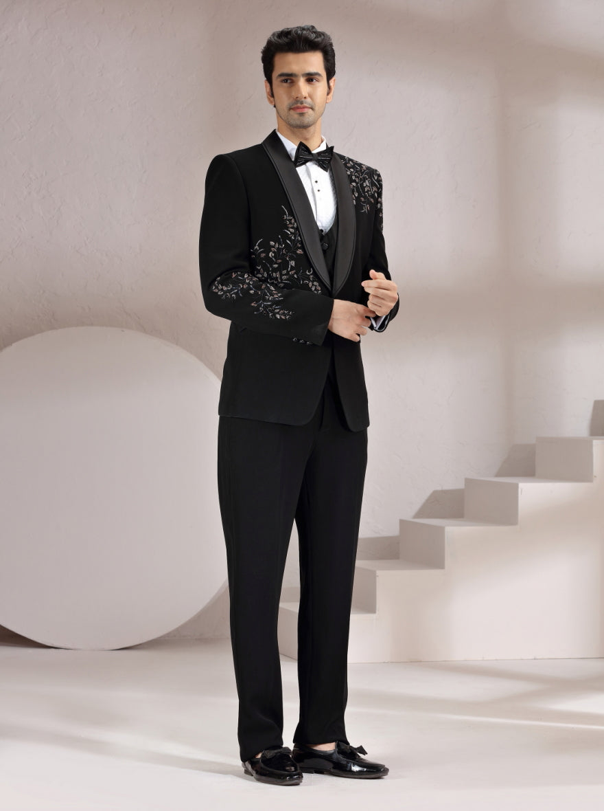 Black Embroidered Suit | JadeBlue