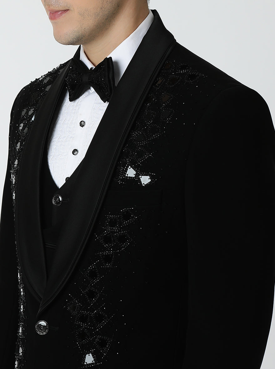 Black Embroidered Suit | JadeBlue