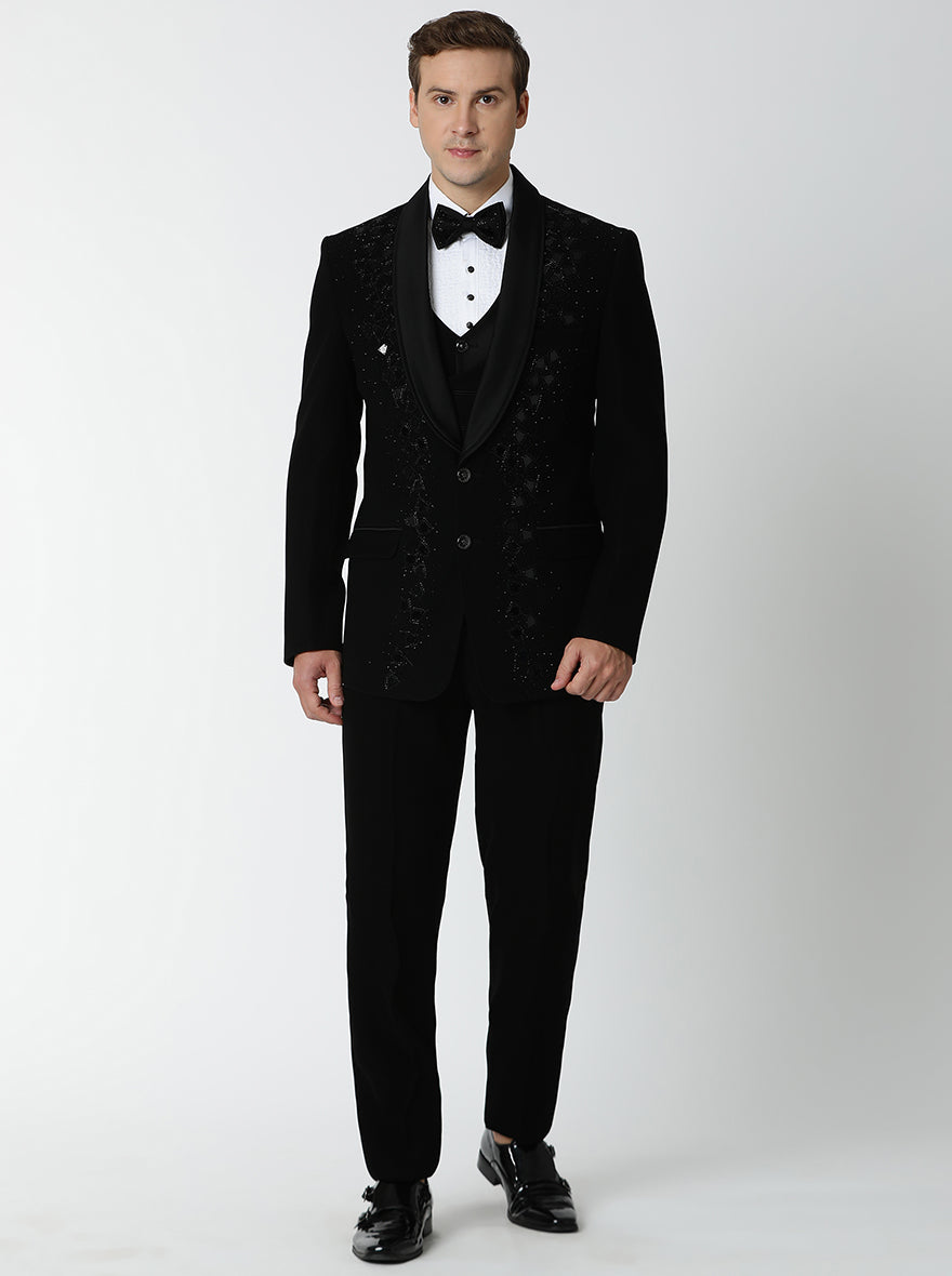 Black Embroidered Suit | JadeBlue