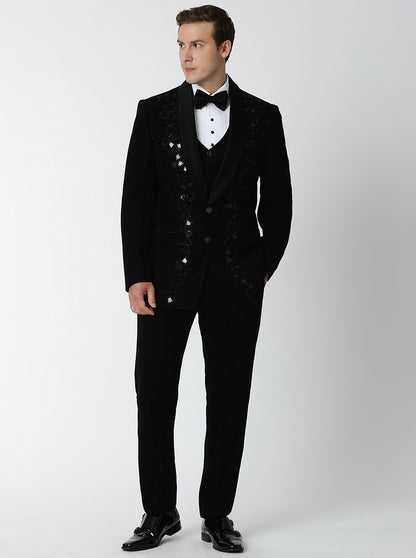 Black Embroidered Suit | JadeBlue
