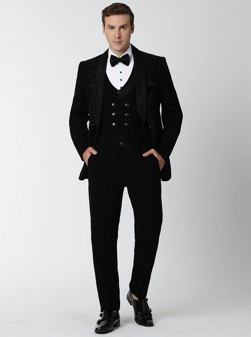 Black Embroidered Suit | JadeBlue