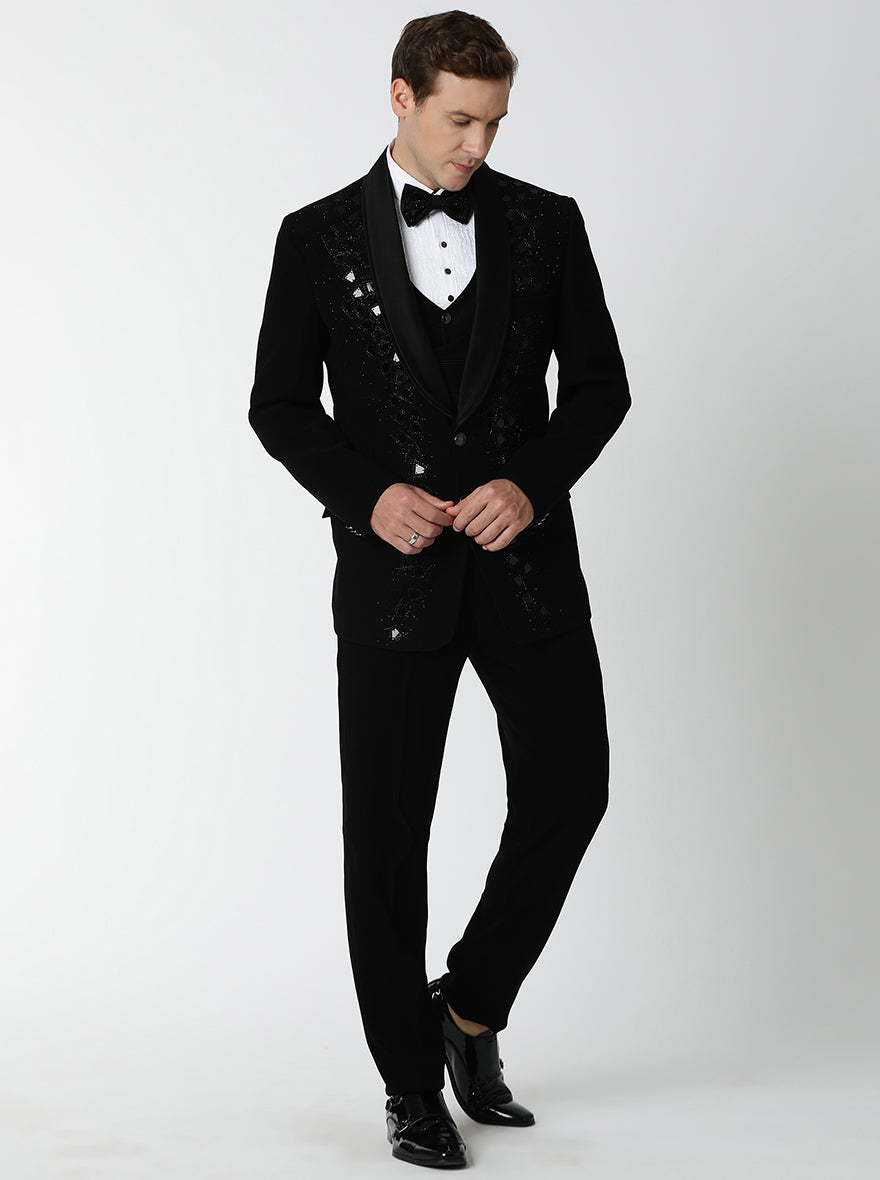 Black Embroidered Suit | JadeBlue