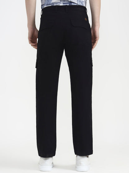 Black Solid Slim Fit Cargo Pant | Greenfibre